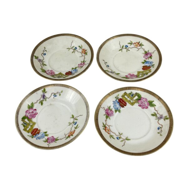 Vintage Hand-Painted Floral Patterned Porcelain Saucer Plates Set Of 4 - Picture 3 of 8